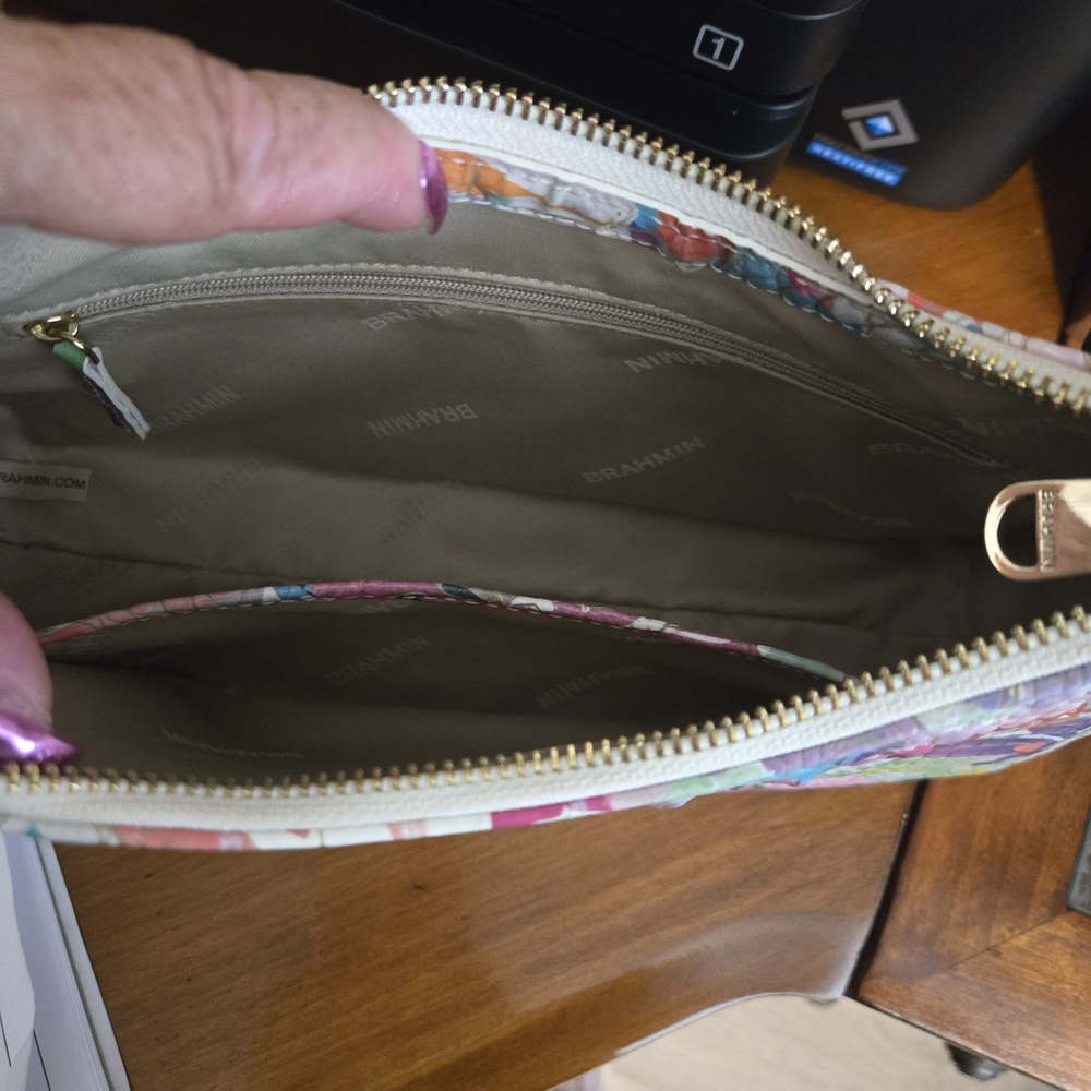 Authentic Brahmin Multicolor Daylily Croc-Embossed Shoulder Bag - Picture 8 of 8